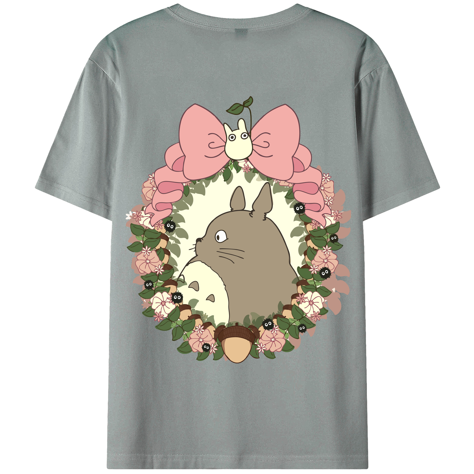 （画像用） となりのトトロ 草壁メイ 草壁サツキ My Neighbor Totoro Satsuki Kusakabe Mei Kusakabe 綿100％ メンズ半袖Tシャツ（バックプリント） 通気性